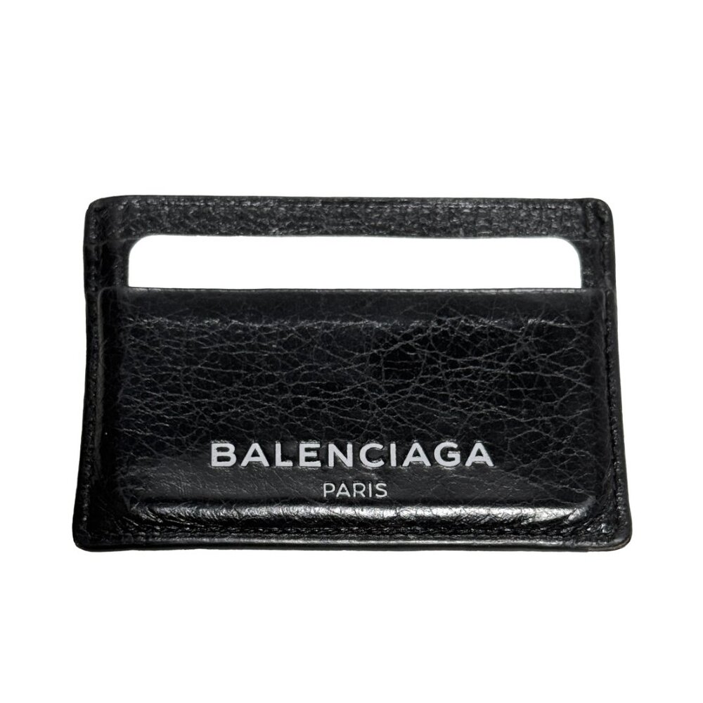 Balenciaga Black Leather Card Holder Mens Wallet